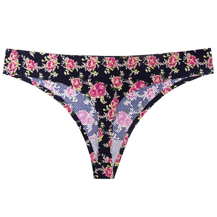 Printed Breathable One Piece Low Waist Thong Women Ooho