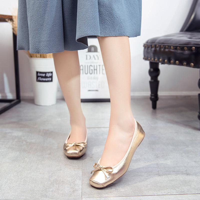Square Toe Metallic Color Ballet Shoes Ooho