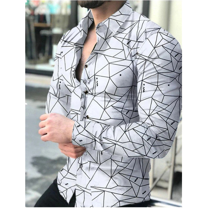 Printed Casual Long Sleeve Shirt For Men Ooho
