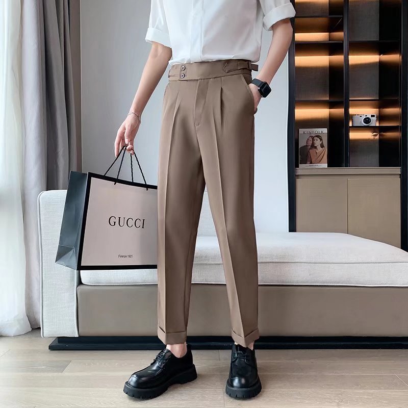 Draping Cropped Small Suit Pants Men Ooho