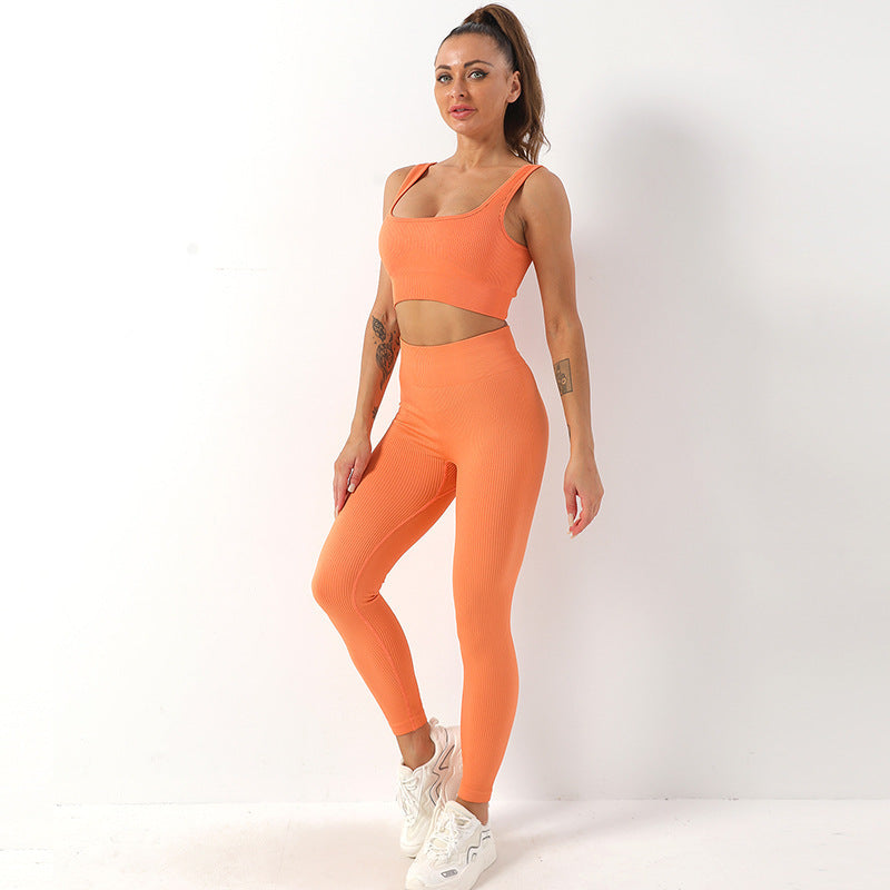2pcs Seamless Yoga Suit for Women – Thread Bra & Butt Lifting High Waist Leggings Set for Sports & Fitness Ooho