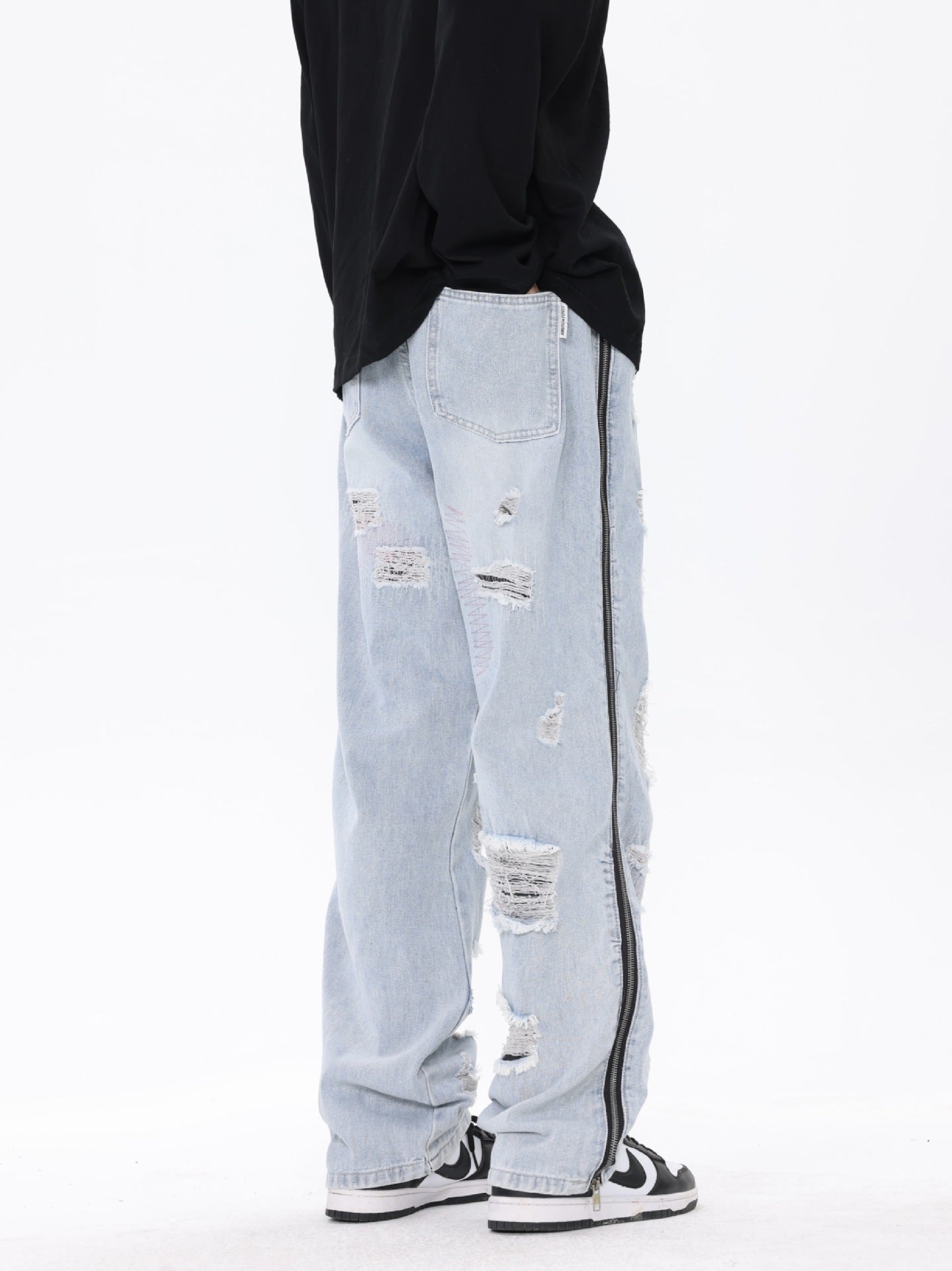 American Street Style Retro Tattered Washed Jeans | Vintage Distressed Denim for Women Ooho