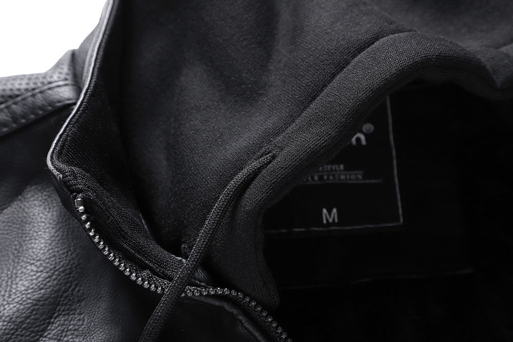 Winter Stand-collar PU Jacket Leather Jacket Men Ooho