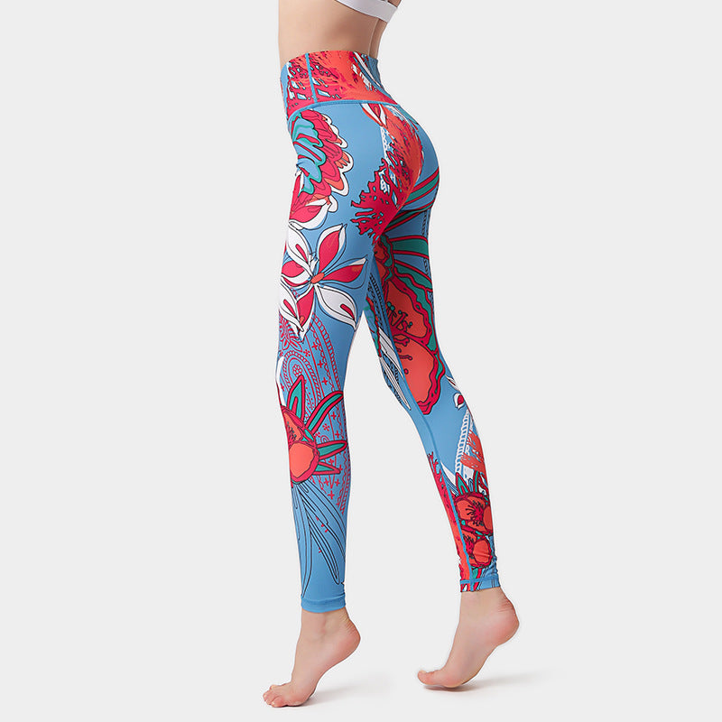 Fashion Floral Print Leggings for Women – High Waist Hip Lifting Yoga Pants, Running & Fitness Sports Trousers Ooho