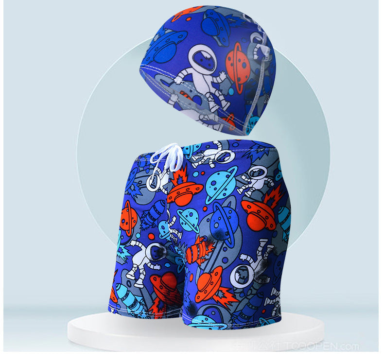 Children's Swimming Trunks Beach Vacation With Swimming Cap Suit Ooho