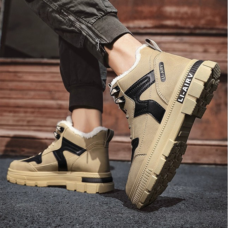 Winter Thickened Velvet Warm Ankle Boots Men Outdoor Subzero Anti-cold Anti-ski Snow Boots Outdoor Casual Walking Running Flat Shoes Ooho