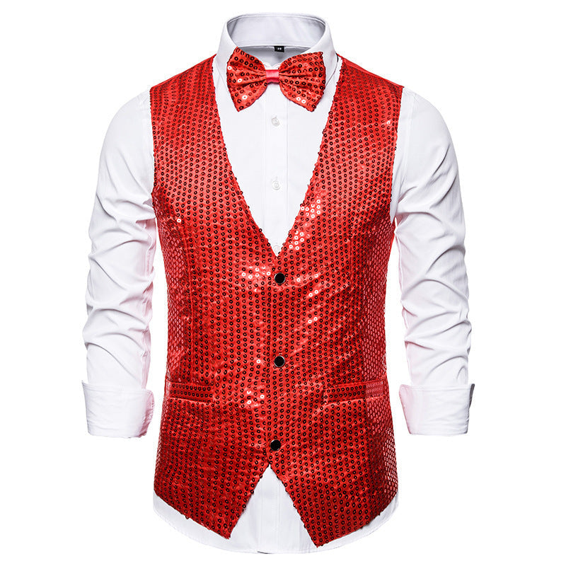 Men's Sequined Vest Performance Dress Jacket Ooho