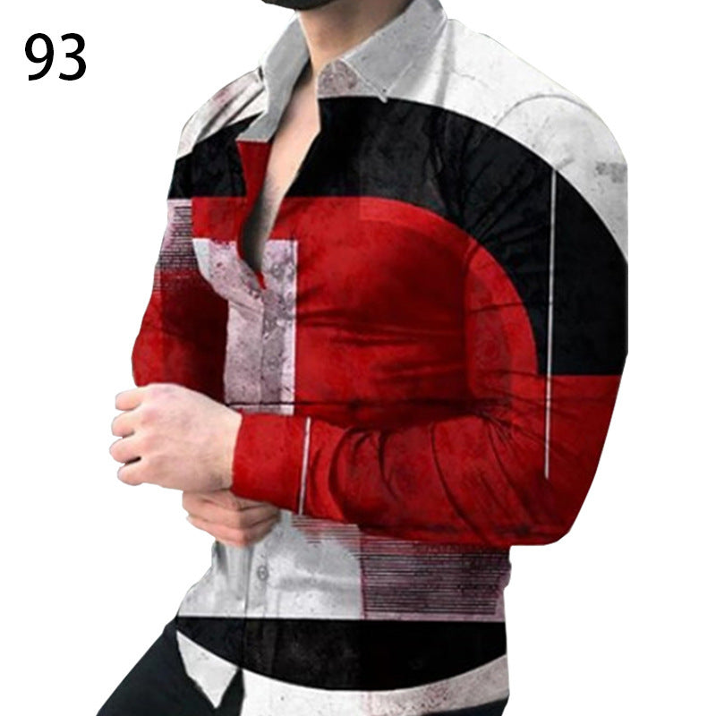 Printed Casual Long Sleeve Shirt For Men Ooho