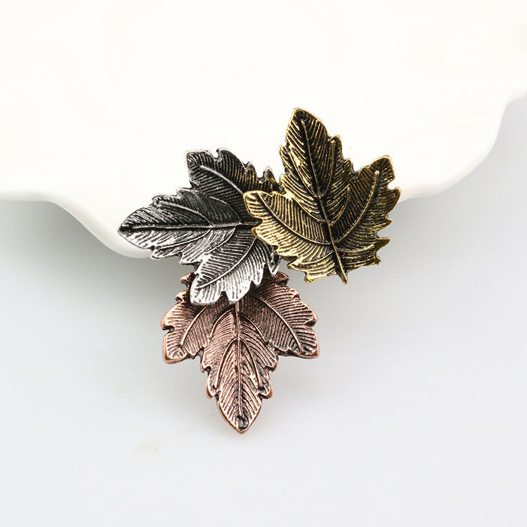 Vintage Maple Leaf Brooches Metal Women Ooho