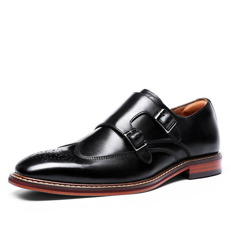 New First Layer Cowhide Double Buckle Monk Shoes Ooho