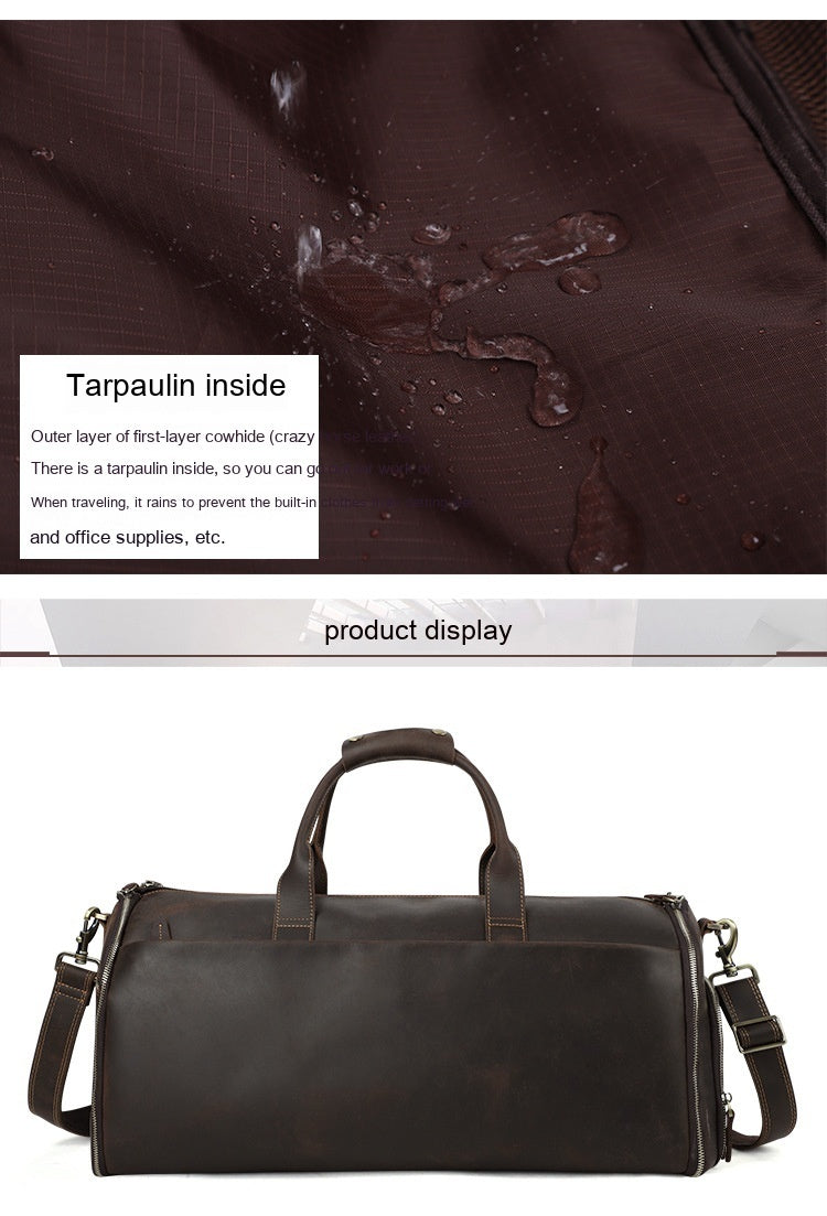 Large Capacity Retro Men Fitness Foldable Luggage Bag Ooho