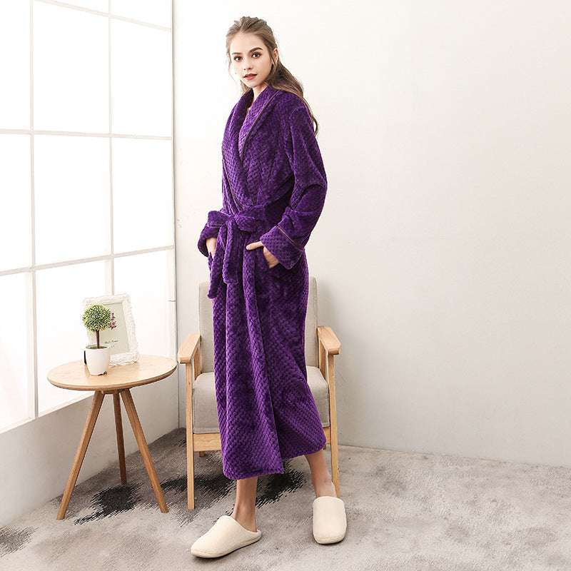 Winter Women Night Gown Couple Robe Men Bathrobe Ooho