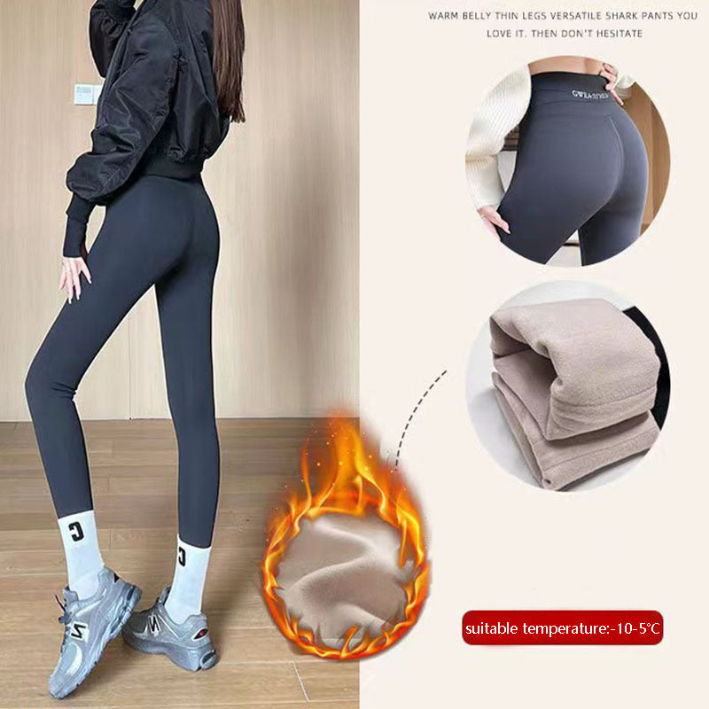 Fleece Thickened Winter Leggings for Women – High Waist Tummy Control Skinny Shark Pants, Warm Slimming Yoga Tights (-20°C to 5°C) Ooho