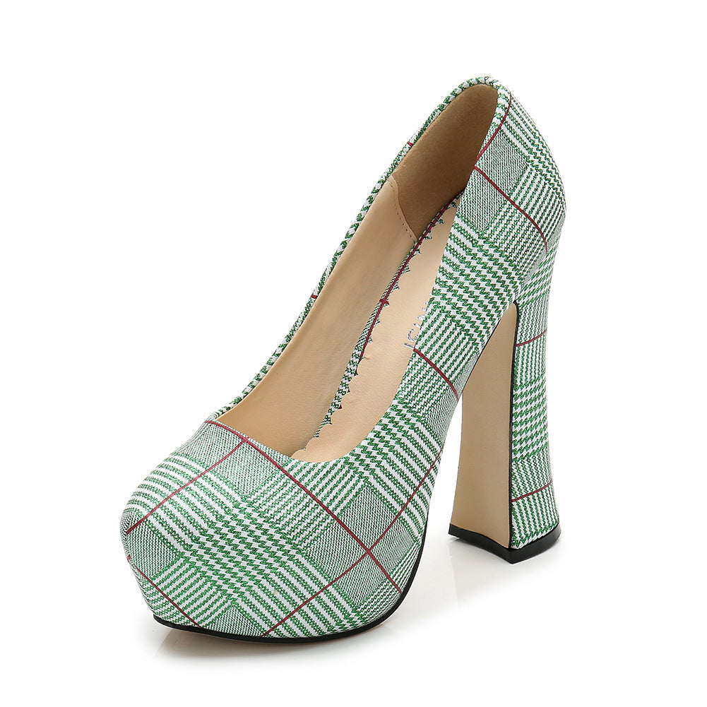 High heels waterproof platform houndstooth Ooho