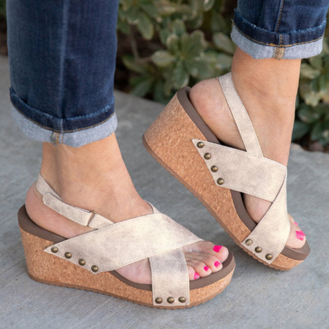 Wedge heel Roman women's high heel sandals Ooho