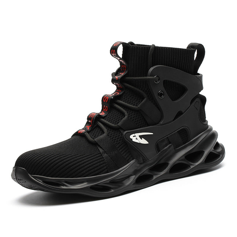High-top Safety Shoes Construction Protective Footwear Men Steel Toe Shoes Breathable Hiking Boots Puncture Proof Work Boots Ooho