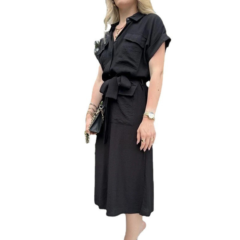 Fashion Belt Shirt Dress for Women | Stylish Button-Up Shirt Dress Ooho