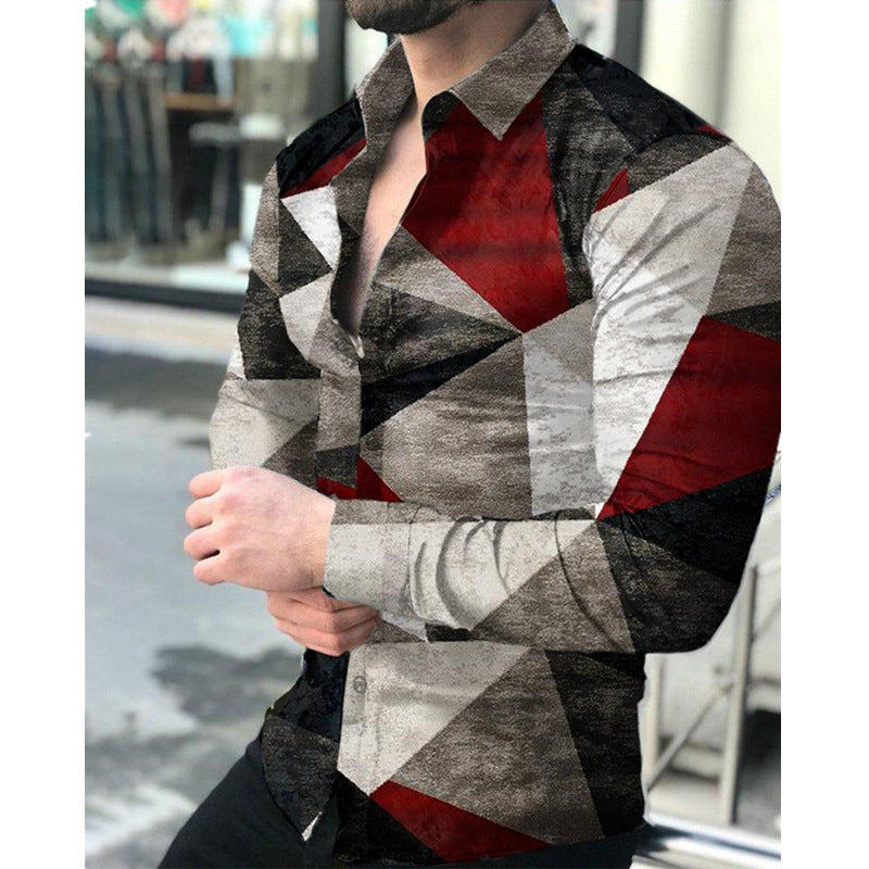 Printed Casual Long Sleeve Shirt For Men Ooho