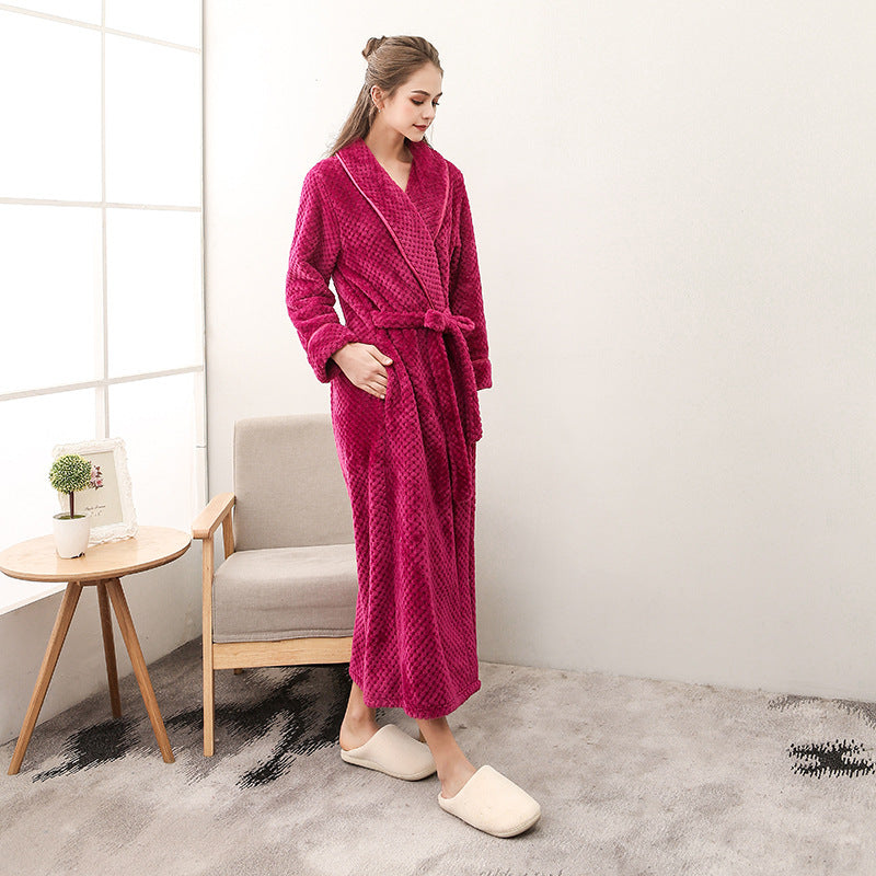 Winter Women Night Gown Couple Robe Men Bathrobe Ooho