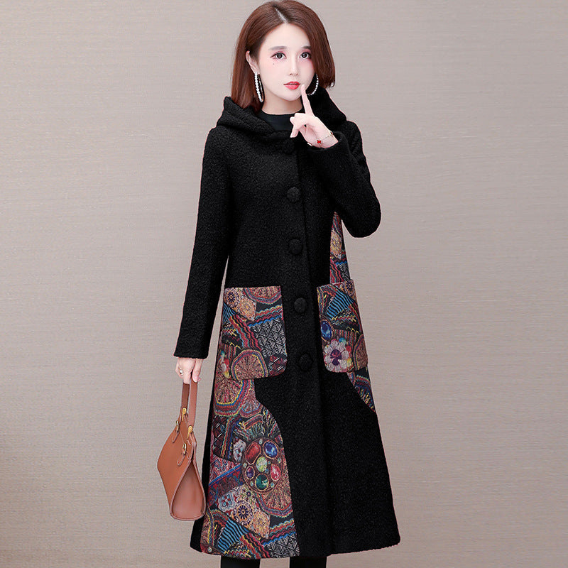 Women's Medium-Length Interlock Tweed Jacket – Elegant Vintage Style Blazer Ooho