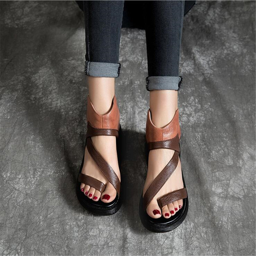 European And American Thick-soled Large Size Flat Color Block Flip-flop Sandals Ooho