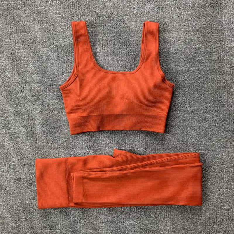 2pcs Seamless Yoga Suit for Women – Thread Bra & Butt Lifting High Waist Leggings Set for Sports & Fitness Ooho