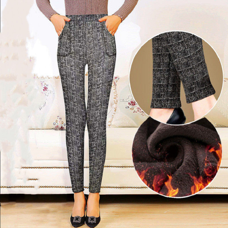 Women’s Plush Thickened Warm Leggings | Large Size Winter Pants for Middle-Aged & Elderly Ooho