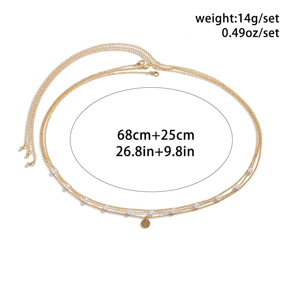 Classic Flat Snake Link Waist Chain Imitation Pearl Beads for Women Sexy Belly Body Chains Jewelry Party Summer Street Ooho