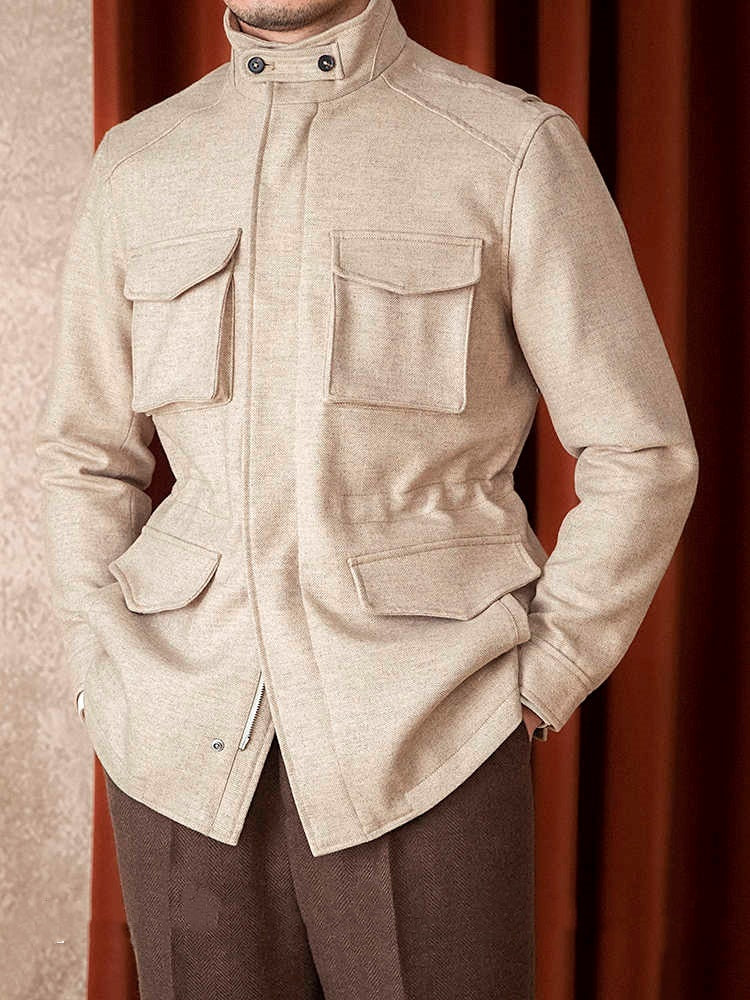 Wool Safari Jacket Jacket Casual Slim Jacket Men Ooho