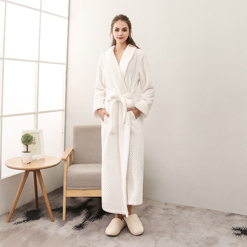 Winter Women Night Gown Couple Robe Men Bathrobe Ooho