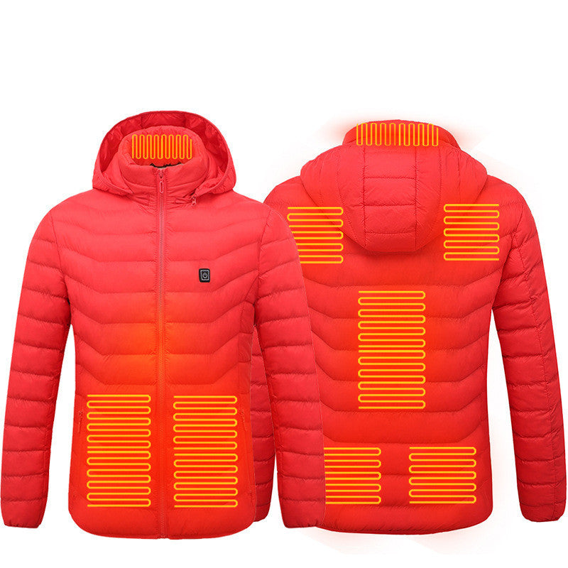 Men Heated Puffer Jacket Electric Heating Coat Insulated Hood Windbreaker Ooho