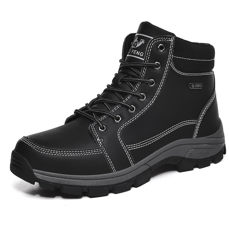 Men Boots Winter Snow Outdoor Ankle Boots For Men Super Warm Boots Leather Non-Slip Work Shoes Ooho