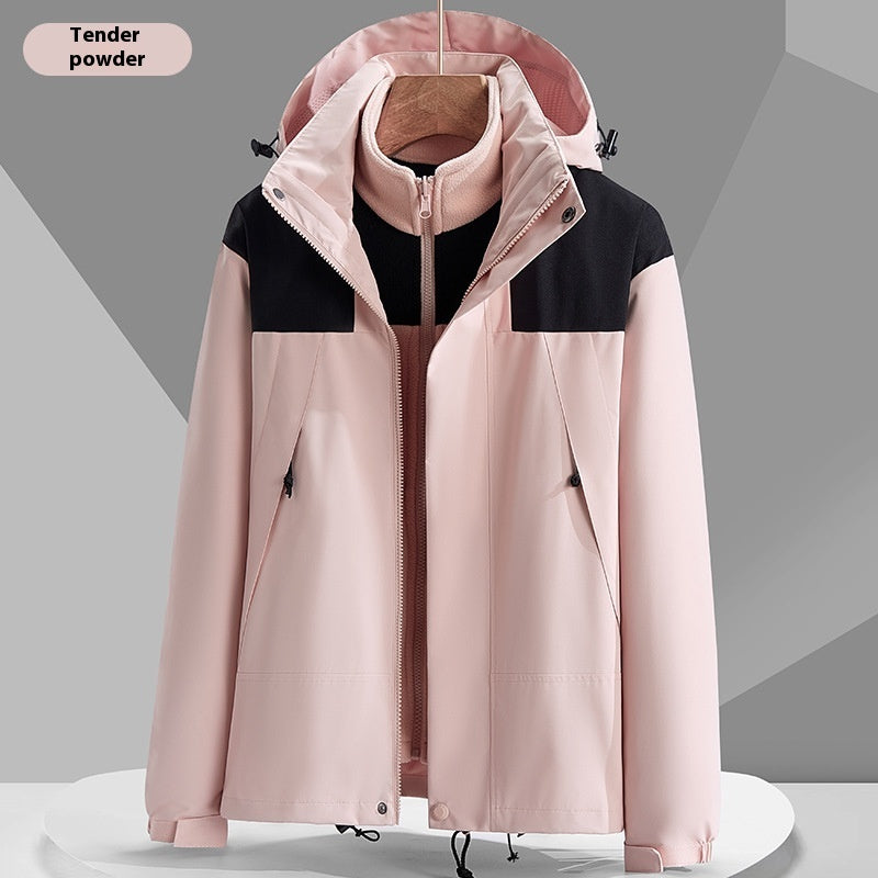 Hooded Windbreaker Unisex Fashion Colorblock Zip-up Jacket With Pockets Waterproof Outwear For Women Men Clothing Ooho