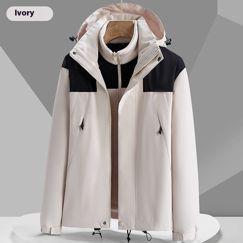 Hooded Windbreaker Unisex Fashion Colorblock Zip-up Jacket With Pockets Waterproof Outwear For Women Men Clothing Ooho