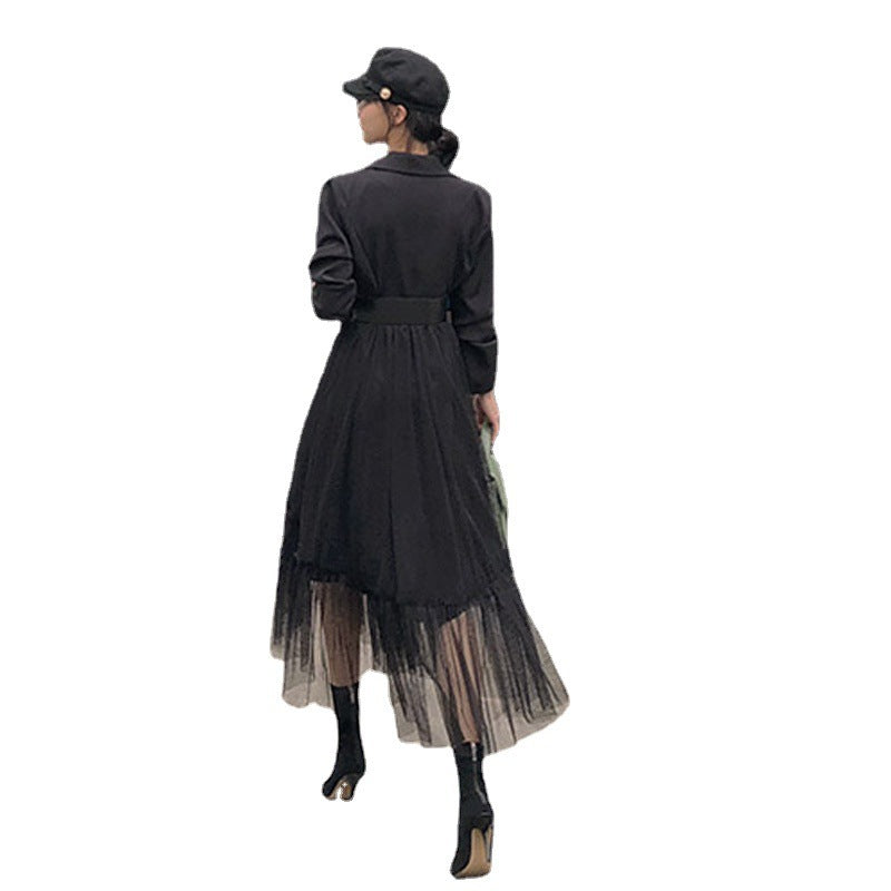 Fashionable Stitching A-Line Mesh Dress for Women | Elegant Sheer Party Dress Ooho