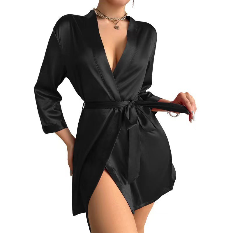 Fashion Personality New Solid Color Ladies' Robe Ooho