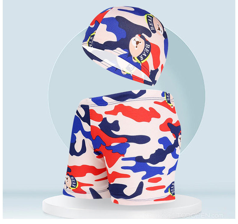Children's Swimming Trunks Beach Vacation With Swimming Cap Suit Ooho