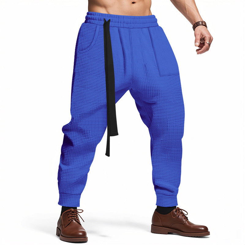 Men's Casual Pants Solid Waffle Male Hip Hop Streetwear Track Pants Joggers Trousers Fashion Harajuku Men Pants Ooho