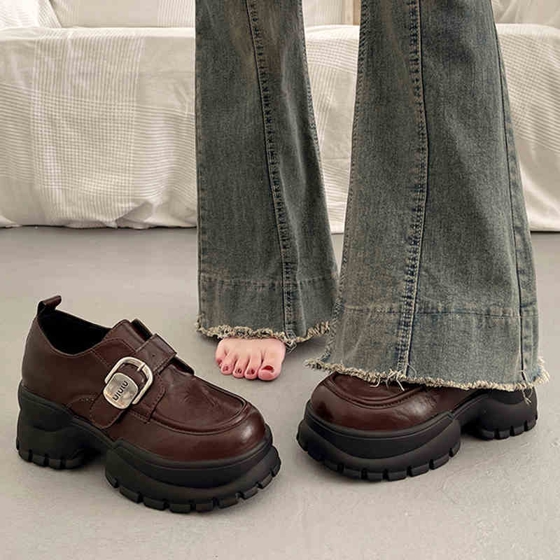Retro Raise The Bottom Small Leather Shoes Female Loafers Ooho