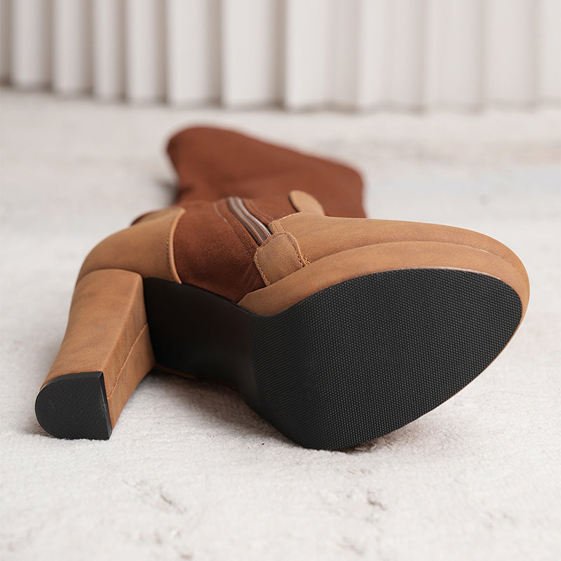 New Long Boots For Women Elastic Suede High Square Heel Over-the-knee Boots Fashion Party Shoes Winter Ooho