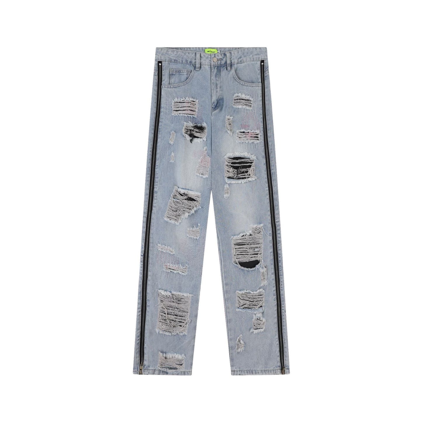 American Street Style Retro Tattered Washed Jeans | Vintage Distressed Denim for Women Ooho