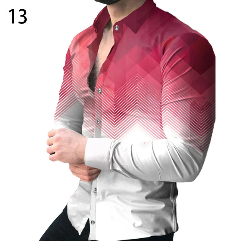 Printed Casual Long Sleeve Shirt For Men Ooho
