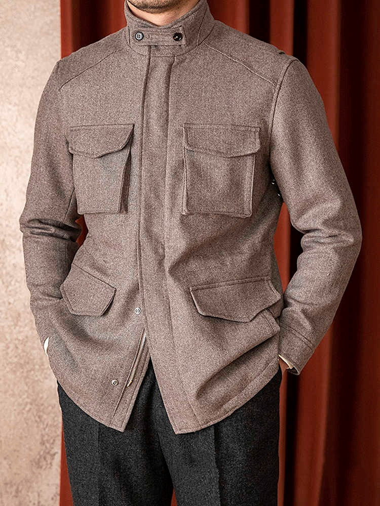 Wool Safari Jacket Jacket Casual Slim Jacket Men Ooho