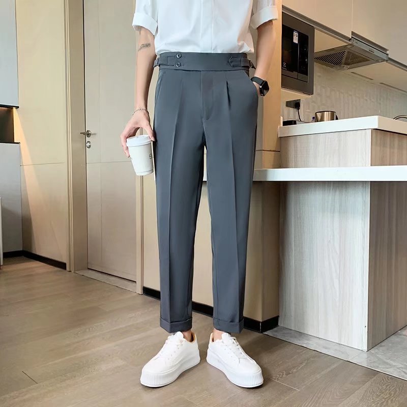 Draping Cropped Small Suit Pants Men Ooho