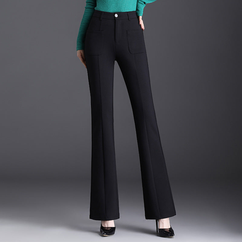 Women’s Flared Wide-Leg Suit Pants | Loose Fit Drooping Slimming Trousers Ooho