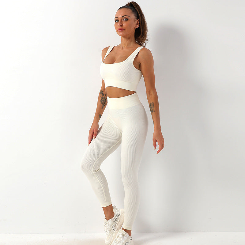 2pcs Seamless Yoga Suit for Women – Thread Bra & Butt Lifting High Waist Leggings Set for Sports & Fitness Ooho