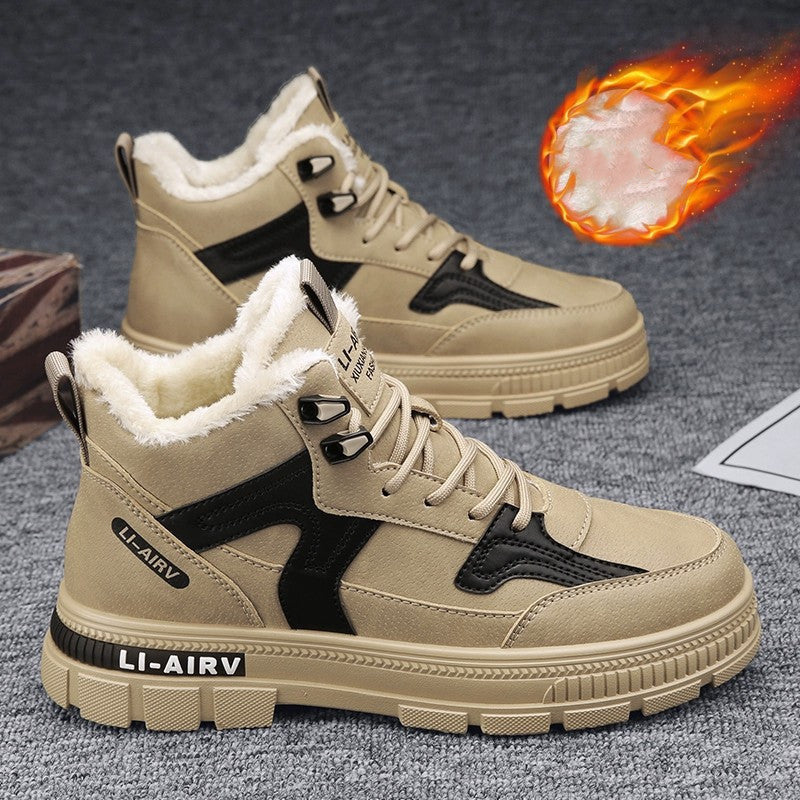 Winter Thickened Velvet Warm Ankle Boots Men Outdoor Subzero Anti-cold Anti-ski Snow Boots Outdoor Casual Walking Running Flat Shoes Ooho