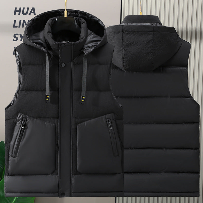 Fashion Trendy Men Cotton Vest Wholesale Winter Menswear New Disassembly Cap Men Cotton Waistcoat Outer Wear Vest Men Ooho