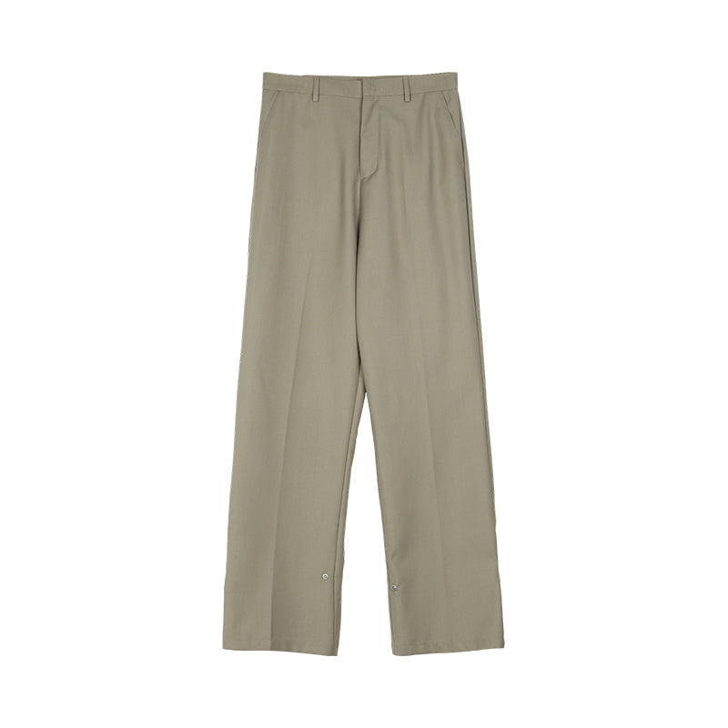 Button Design Feeling Straight Casual Suit Trousers For Men Ooho