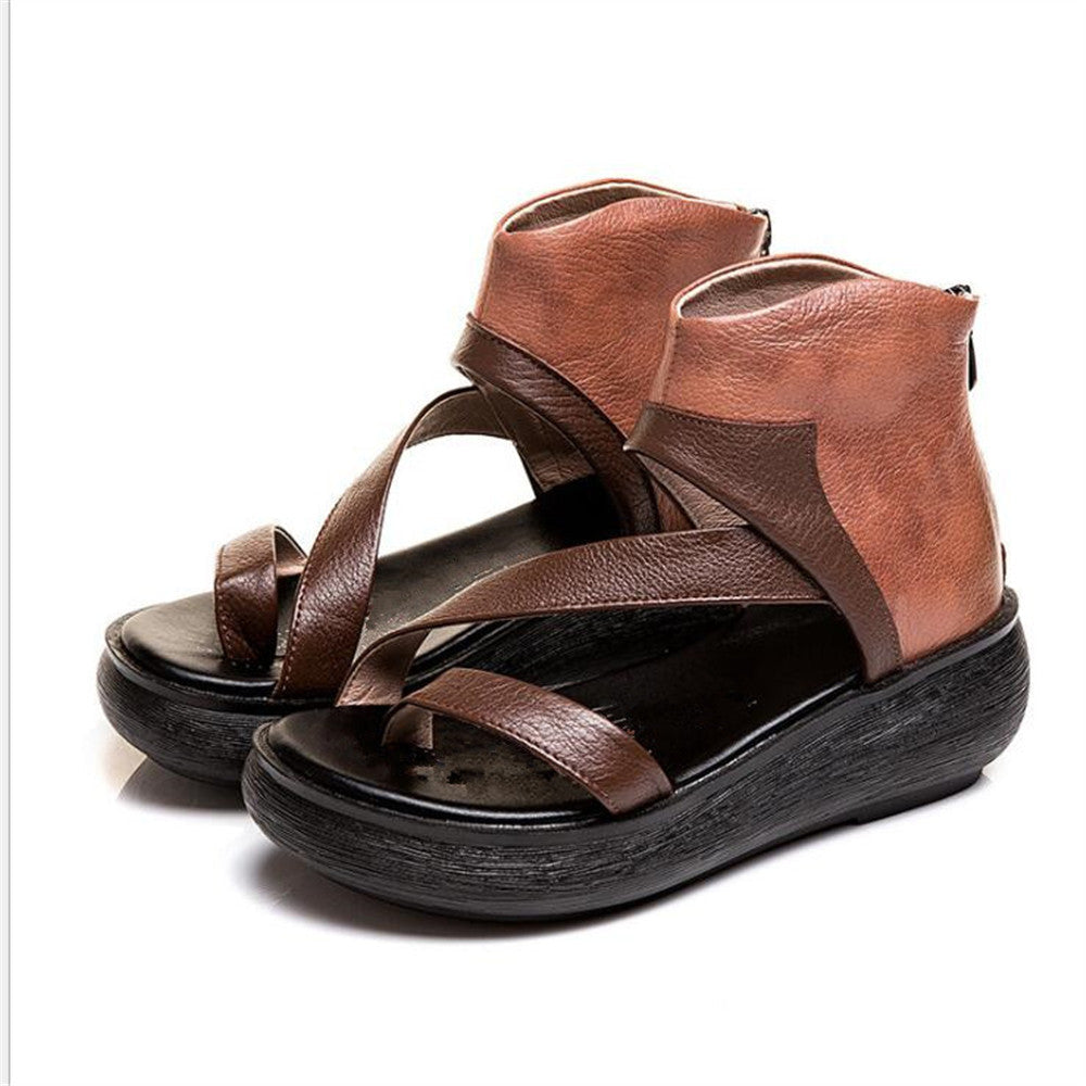 European And American Thick-soled Large Size Flat Color Block Flip-flop Sandals Ooho